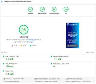 Hastighedsoptimering af WordPress sitet supersonicwp.com på mobil