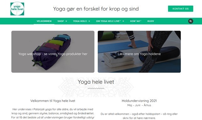 Eksempel på WordPress webshop - Yogahelelivet.dk